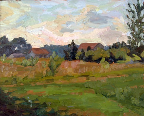 Kathy A. Moore, Landscape from Lane, oil on paper, 13inx16.5in